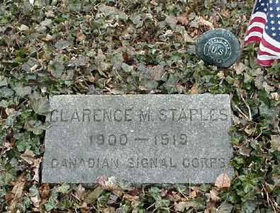 Clarence Staples' grave marker.